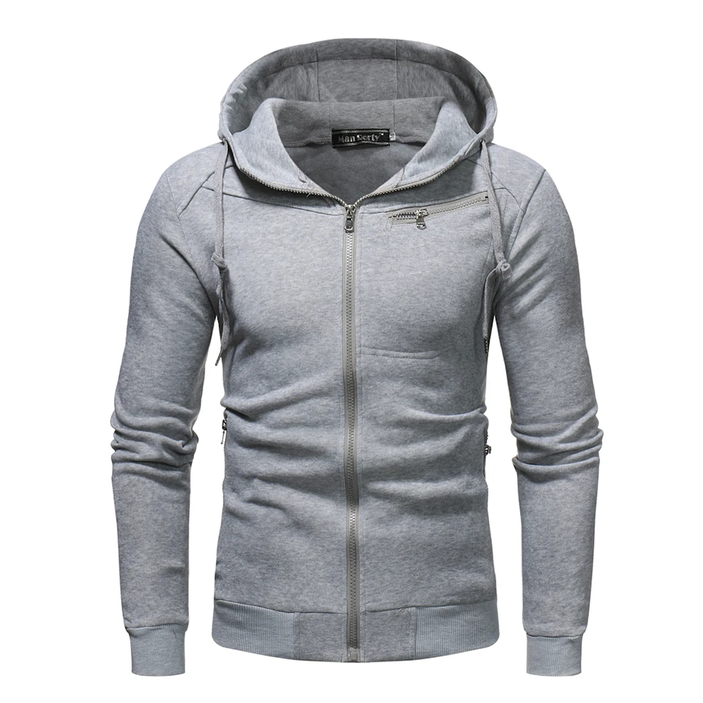 Brand 2018 Men Leisure Pure Color Zipper Hoodies Men Fashion Tracksuit ...