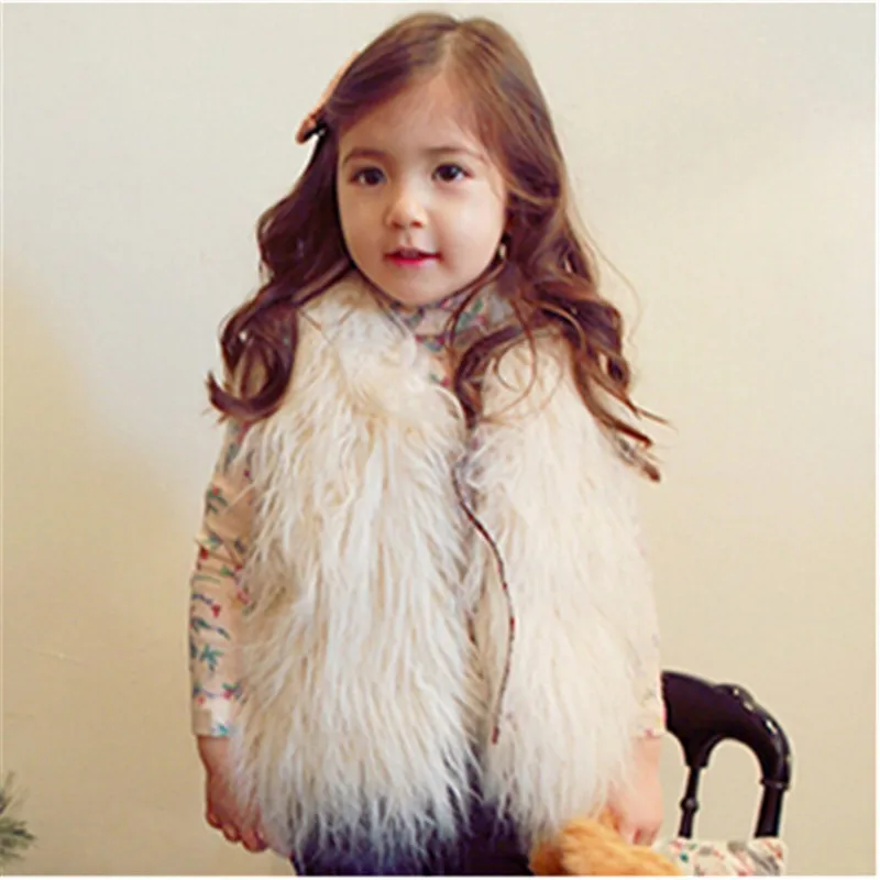 

Spring and Winter new children's clothing faux fur waistcoat princess girls solid woolly long hair fur vest kids clothes vests