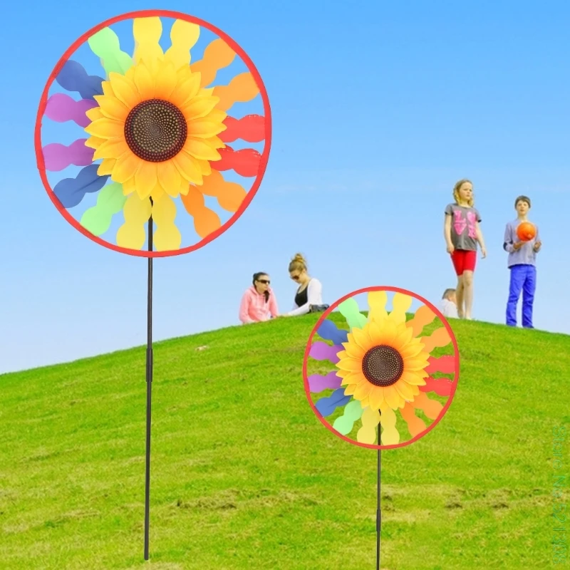 Sunflower Windmill Whirligig Wind Spinner Home Yard Garden Decor Kids