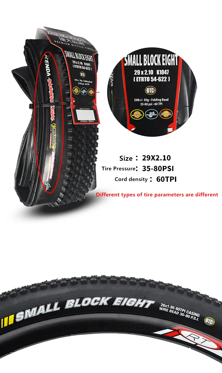 1.95//2.1//2.35 Bike Clincher Tires Kenda MTB Tire 60TPI Cycling Tyre 26//27.5//29
