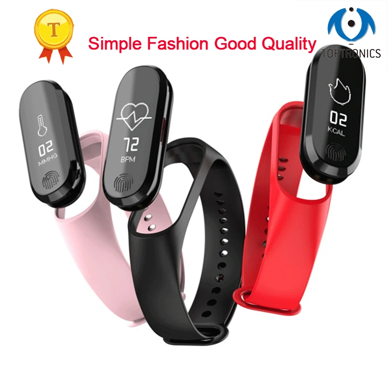 

Good Quality New Smart Band Waterproof Fitness Tracker VS M3 Plus Smart Bracelet Blood Pressure Heart Rate Monitor PK Mi Band 3