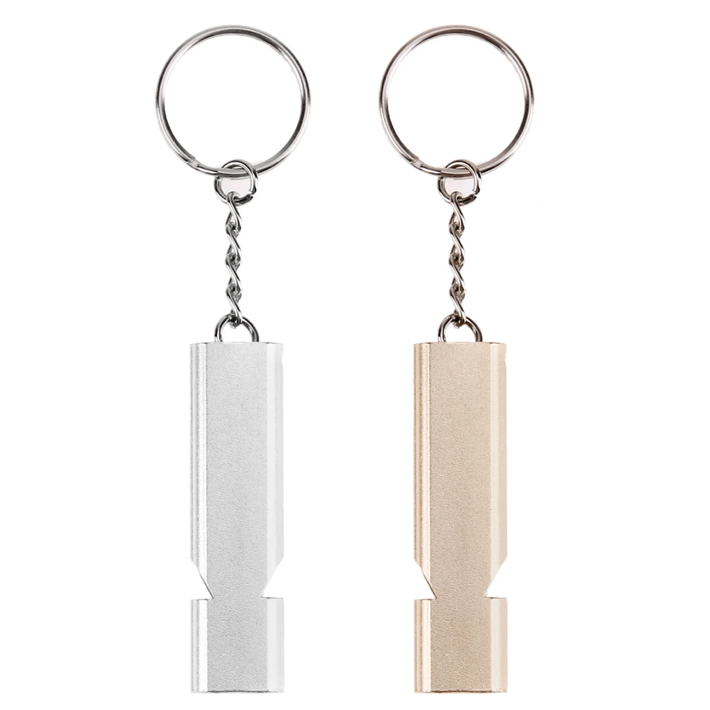 Double frequency Gold Sliver Emergency EDC Molle Survival Whistle Keychain Aerial Aluminum Alloy Camping Hiking Accessory