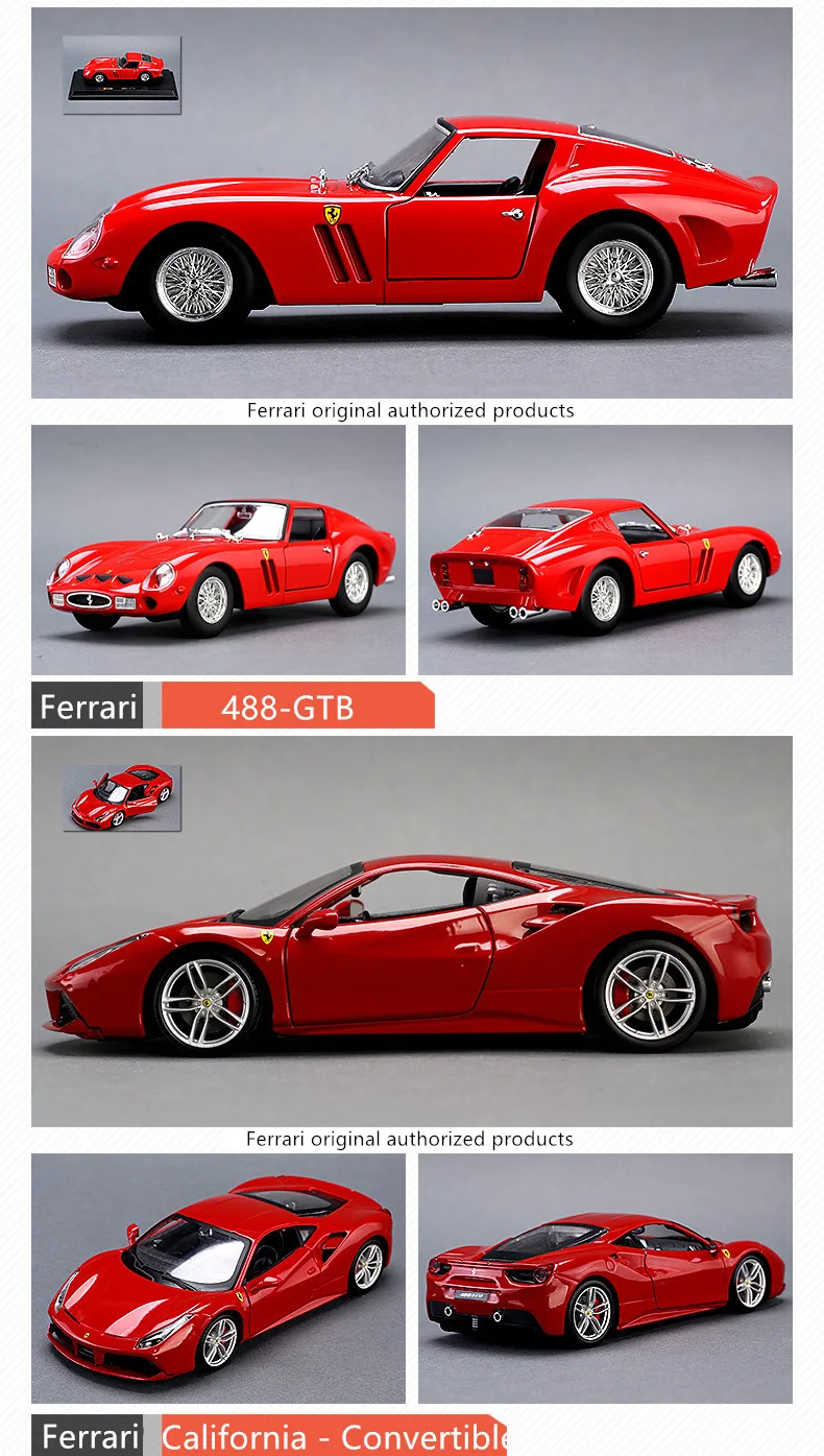 Bburago 1:24 Ferrari 250gto коллекция производитель авторизованный имитационный сплав модель автомобиля ремесла украшение Коллекция игрушек инструменты