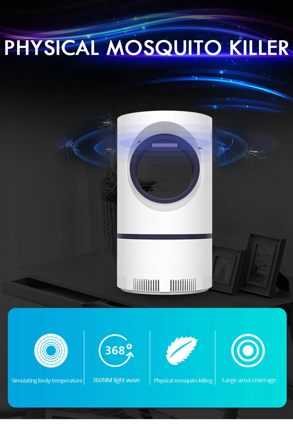 Led Mosquito Killer Lamp UV Night Light USB Insect Killer Bug Zapper  (1)