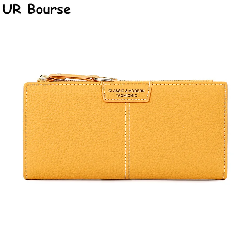 

UR BOURSE Women's Pu Leather Short Wallet Ladies Long Zipper Mobile Phone Wallet Large Capacity Clutch Bag Female card package