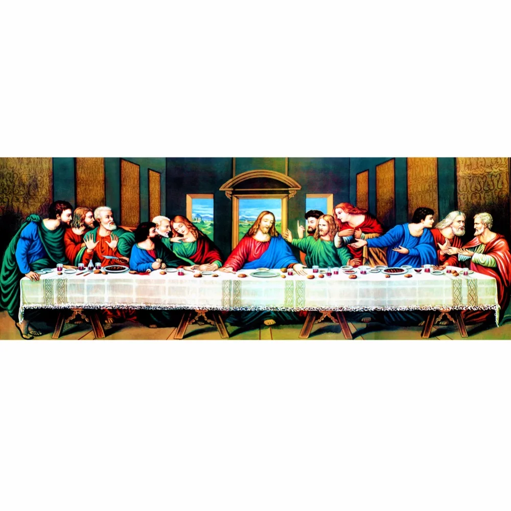 

5D DIY Round Diamond Painting Embroidery Christianity Jesus Religious Needlework Last Supper Pictures Cross Stitch Craft