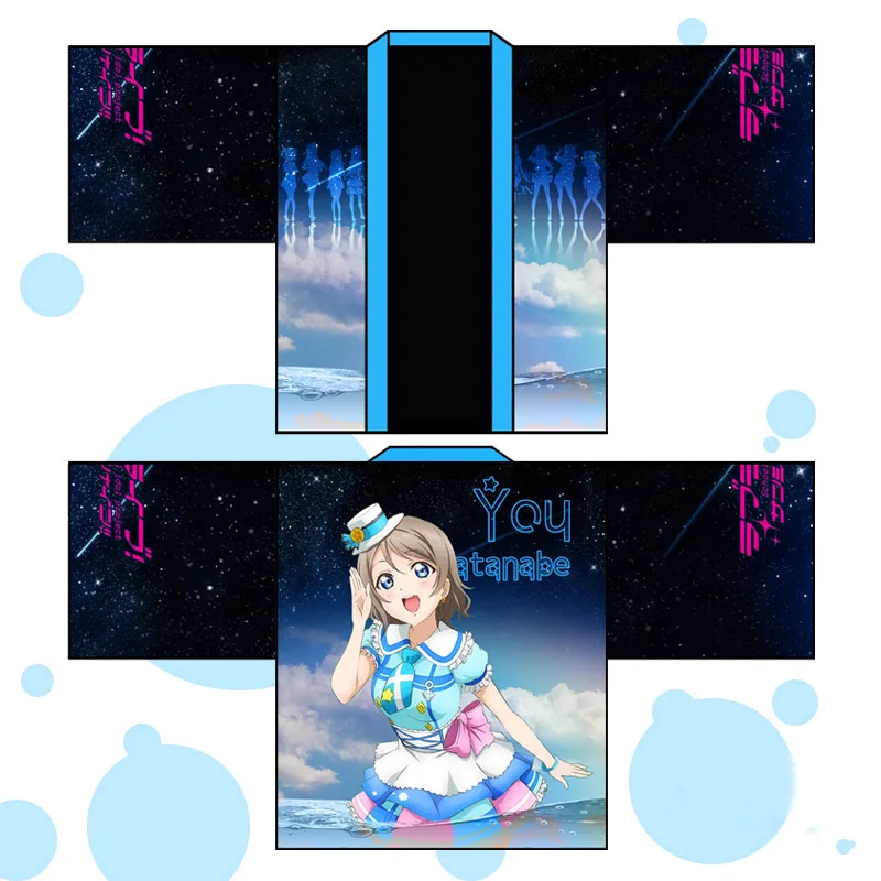 LoveLive! Солнце! Японский Модный повседневный костюм кимоно с принтом Haori Love Live Kurosawa