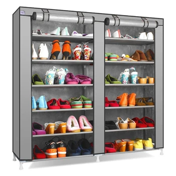

Double row shoe cabinet Non-woven fabrics large shoe rack organizer removable shoe storage for home