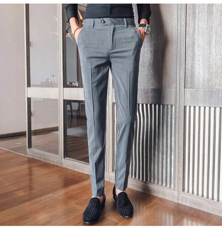 Pantalon костюм Homme полосатый костюм брюки мужские деловые штаны для брюки мужские облегающие мужские брюки офисный бизнес