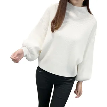 

Korean version New Winter Women Sweaters Fashion Turtleneck Batwing Sleeve Pullovers Loose Knitted Sweaters Female Jumper Tops