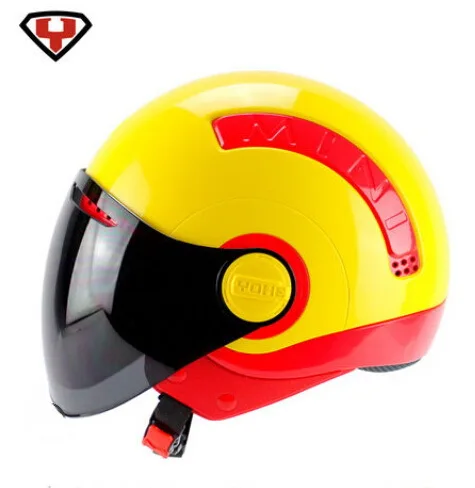 Новое поступление YOHE Мини Лето Половина лица внедорожный мотоцикл мотоциклетный шлем электронные велосипедные шлемы ABS Размер M L XL XXL - Цвет: yellow red