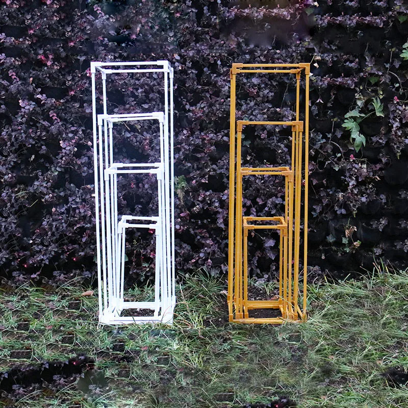 

10pcs/ Lot Vases Gold/ White Flower Stand Metal Road Lead Wedding Centerpiece Table Flower Rack for Event Party Decoration