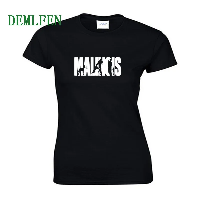 

Women Brand Clothing 100% Cotton Tees Casual Girl Cool T Shirt Malinois Print T-Shirt Summer Streetwear