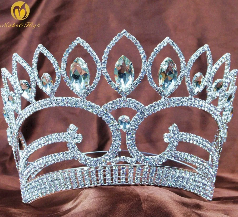 

Fantastic Large Tiaras 5.5" Pageant Crowns Rhinestones Crystal Wedding Bridal Party Costumes Diadem Hair Accessories