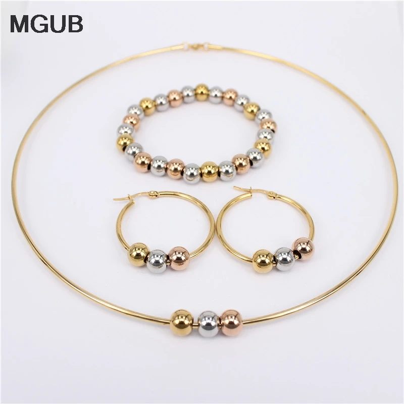 

MGUB 2mm smooth collar Earring size 30mm-70mm 3 choices Cold and Smooth Stainless Steel Bead Trio (Bracelet Earring Collar)