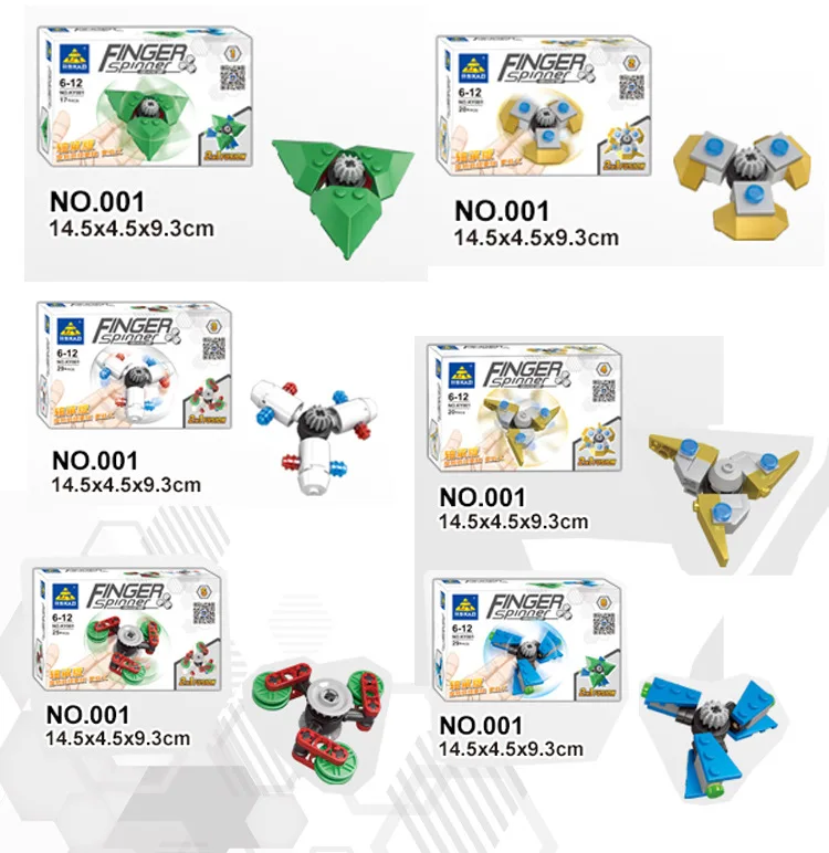 

KAZI 6PCS/Lot Block Finger Spinner Model Building Education Brick Block Toys Fidget Anti Stress Toy Spinner compatiable legoe