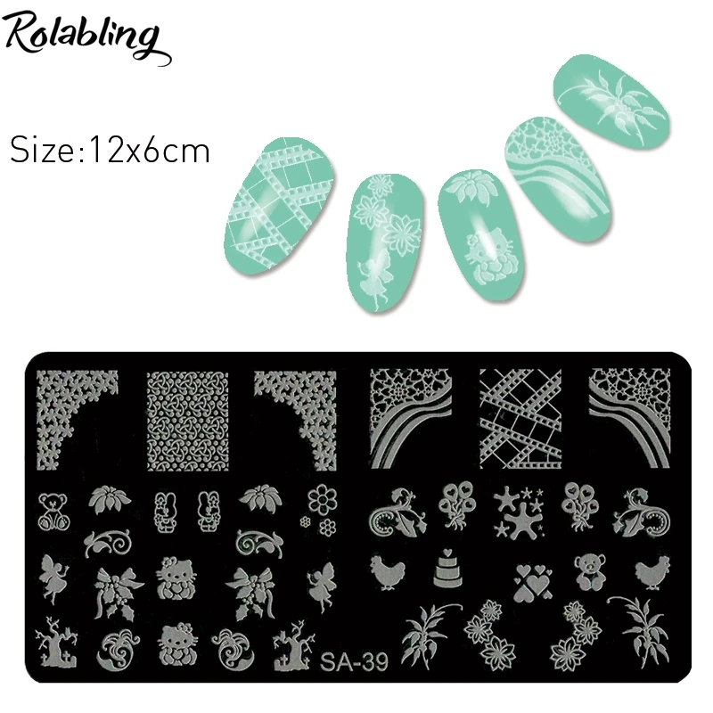 

Rolabling New Arrival 1PC SA Series Manicure Template 12cm*6cm Nail Stamping Plates Image Transfer Print Template DIY Nail Tools