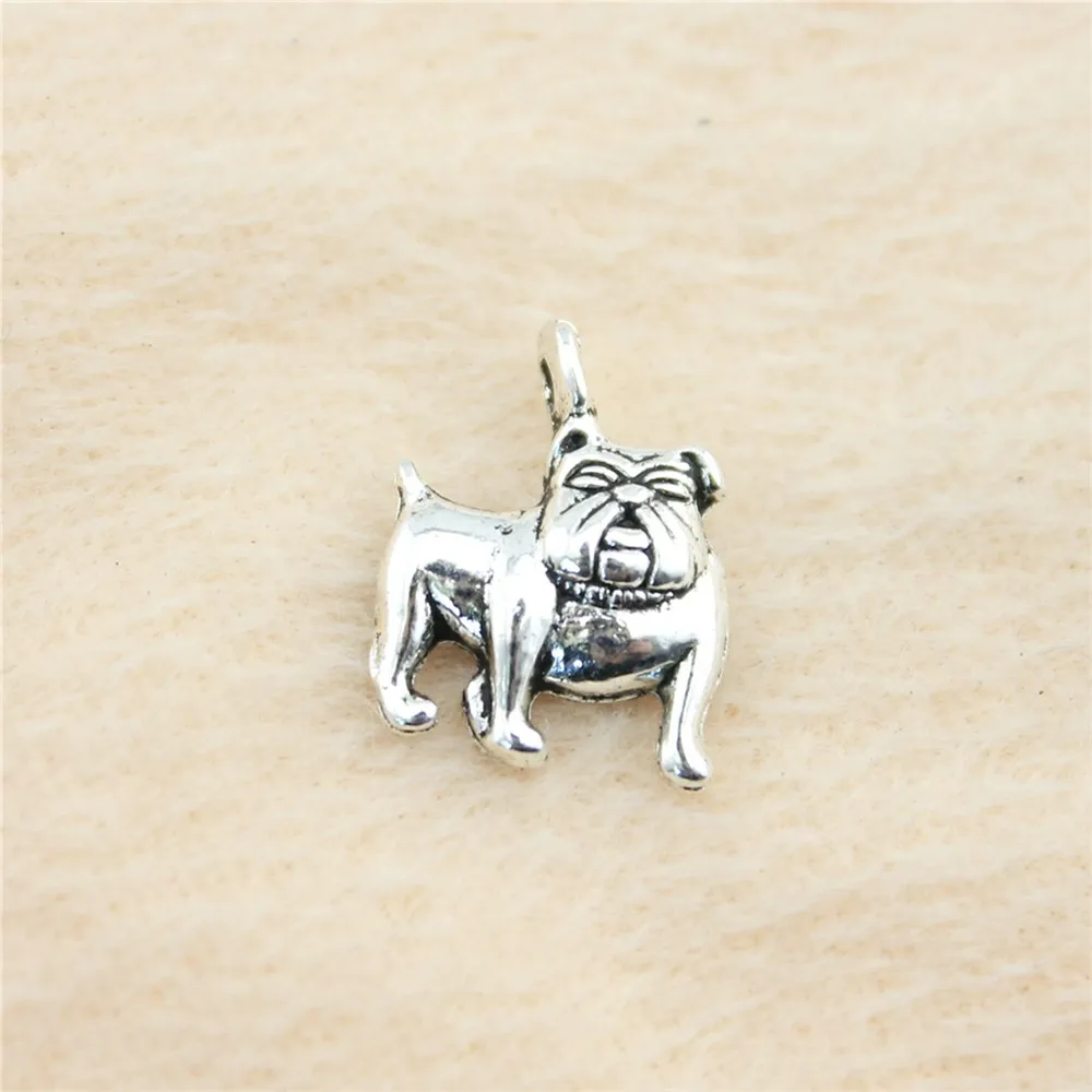 

80pcs/lot 17*13mm ancient silver Bulldog charm Pendants DIY jewelry for bracelet necklace earring