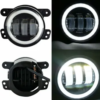 

LED Fog Lights 2PCS 4Inch 30W Round with White Halo Ring DRL Offroad Fog Lamps for Jeep Wrangler JK TJ LJ Dodge Cha