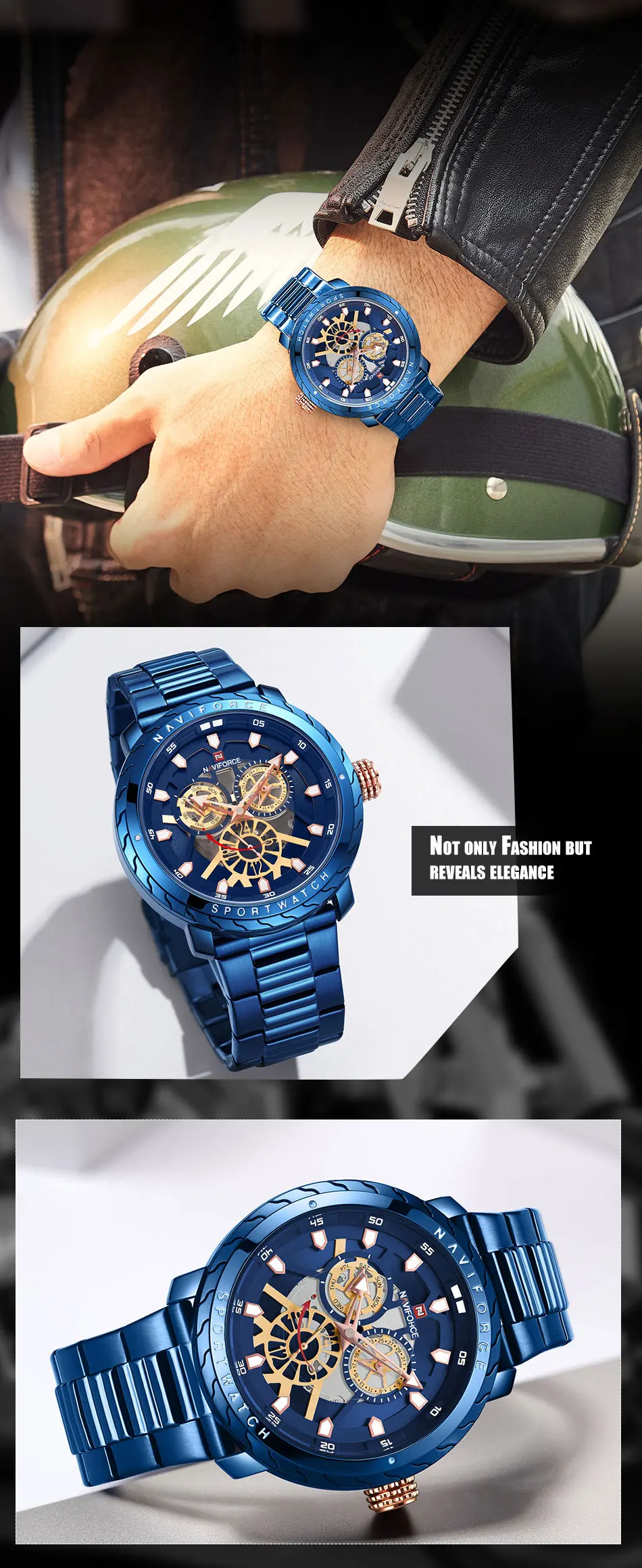 NAVIFORCE мужские часы Лучшие Роскошные брендовые Новые Модные Качественные военные спортивные мужские водонепроницаемые часы наручные часы из нержавеющей стали