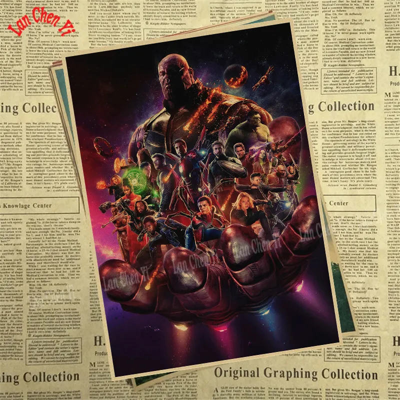 Marvel Фильм Мстители: эндшпиль крафт-бумага плакат художественный напечатанный номер живопись наклейки на стену