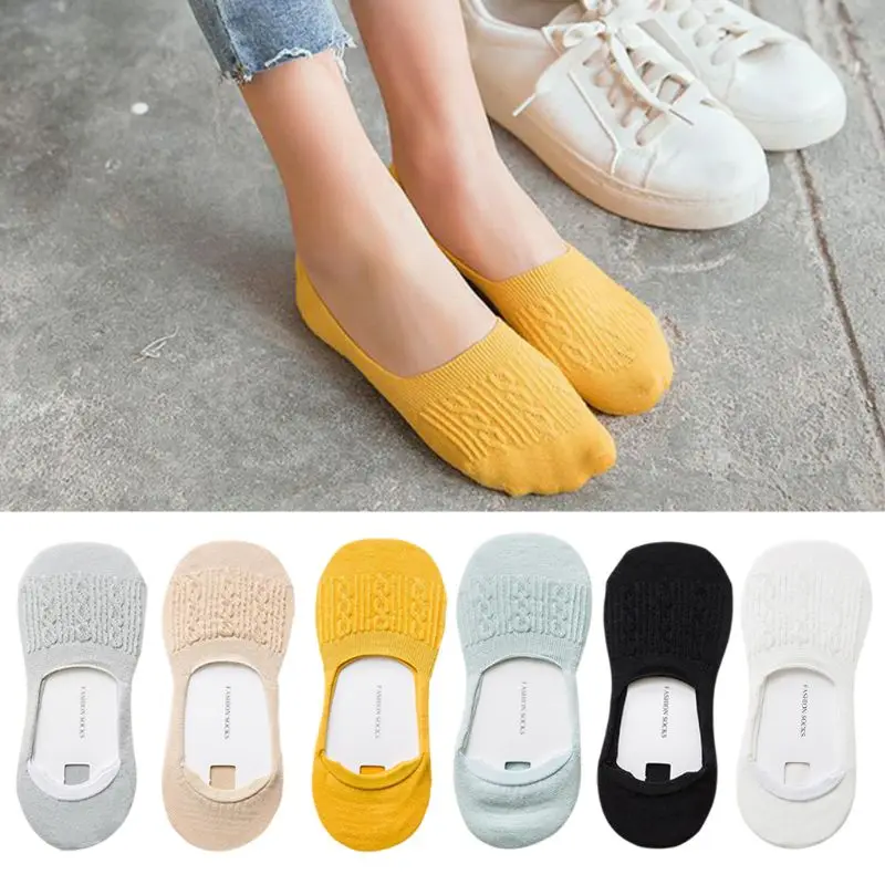 

Women Girl Japanese Style Low Cut Anti-Skid Silicone Short Ankle Boat Socks Braided Knitted Sweet Candy Color Cotton Hosiery New