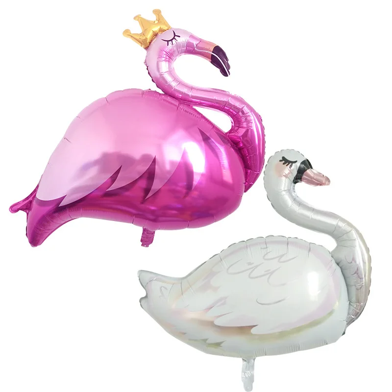 

Big white swan balloon happy Birthday Party Decorations kids toy baby shower girl animals air globos pink flamingo Crown baloon