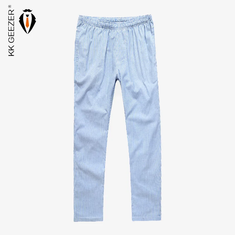

Men Sleep Bottoms Pajama Plaid Cotton Homewear Pants Comfortable Male Striped Underwear Loose Comfort Lounge Casual Trousers