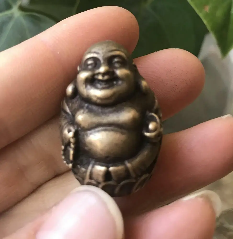 

Tibet Buddhism Royal Bronze Copper Happy Laugh Maitreya Buddha Amulet Pendant