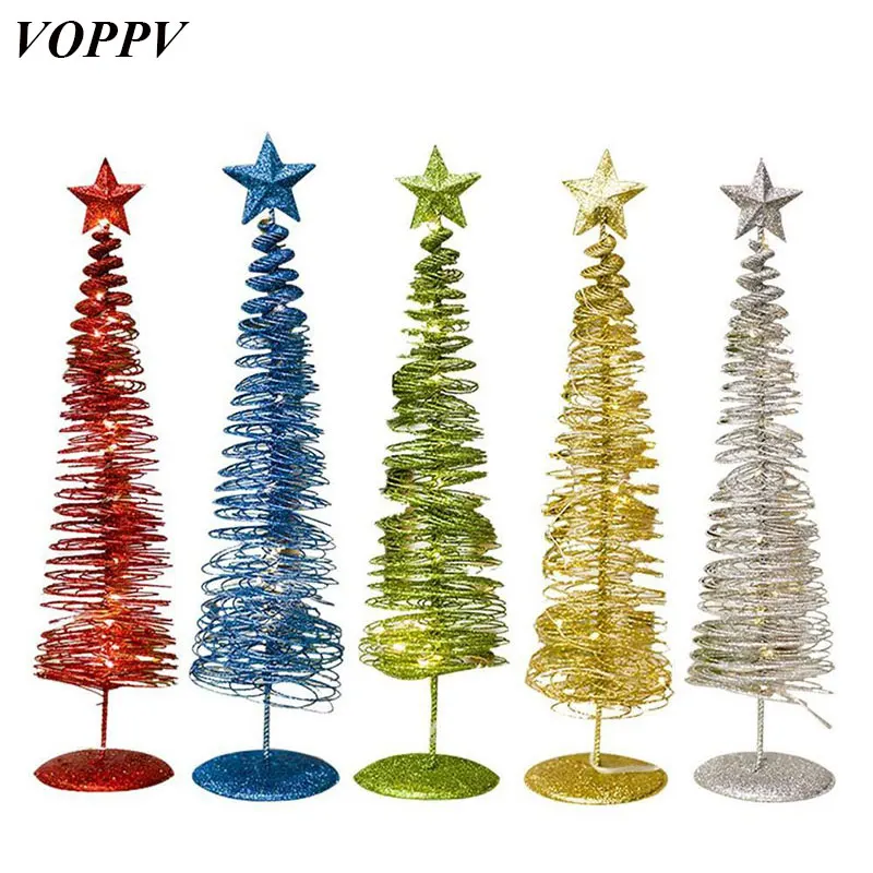 

VOPPV Fairy LED Light Ornaments Christmas Tree Night Lights Outdoor for Christmas Decoration Maison Battery Christmas Tree Light