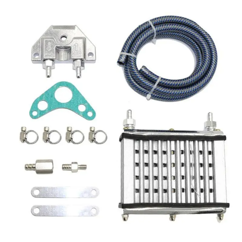 Универсальный Мотоцикл с ЧПУ алюминиевый двигатель масляный радиатор охлаждения Радиатор Комплект для 50cc 110cc 125cc 140cc 150cc ATV PIT PRO Trail Dirt