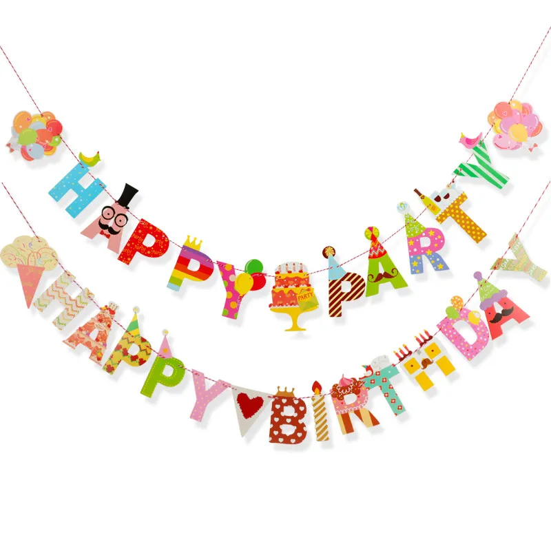 

1Set Birthday Party Banners Cartoon HAPPY BIRTHDAY Letter Garland Children Birthday Party Decoration Baby Colorful Garland Gifts