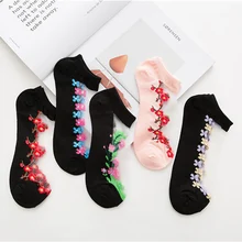 1Pair Women Lace Ruffle Ankle Sock Soft Comfy Sheer Silk Cotton Elastic Mesh Knit Frill Trim Transparent Ankle Socks hot