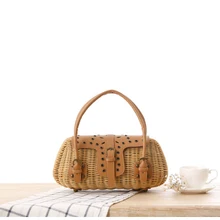 Новая женская сумка из ротанга с пластиковой трубкой Женская пляжная сумка женская клатч сумка-мессенджер