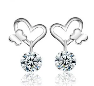 

Free shipping new design ice flower super shiny cubic zirconia 925 sterling silver ladies`stud earrings jewelry wholesale