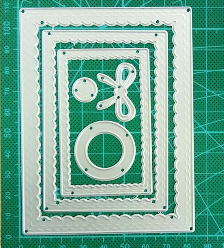 

Inside Scalloped Rectangle Metal Cutting Dies Stencils for Scrapbooking Photo Album Card Paper Embossing Craft DIY Cutting Dies
