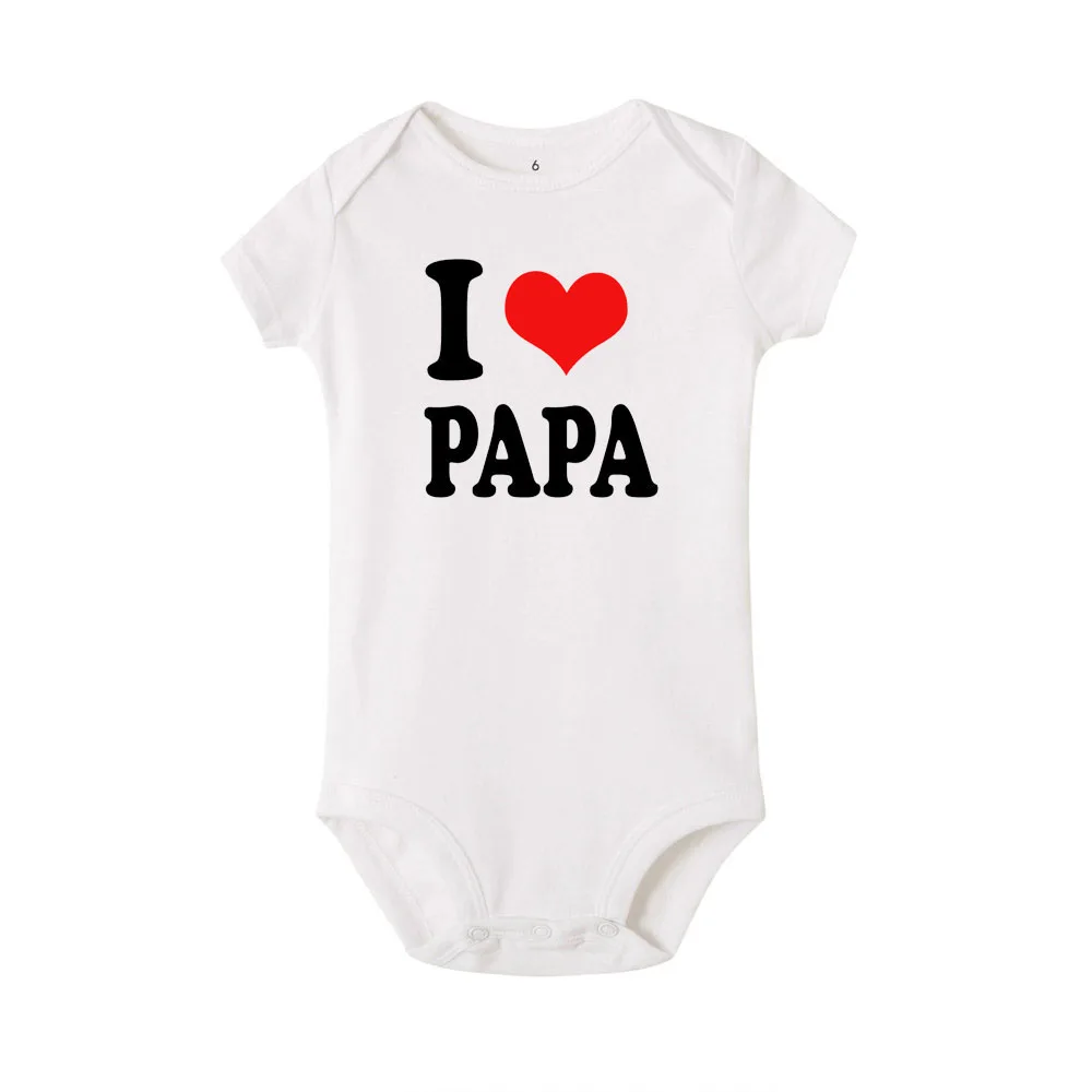 Боди для малышей с надписью «I Love Mama and I Love Papa»; комбинезон для близнецов; одежда для малышей; белая одежда; мягкая хлопковая летняя одежда для малышей