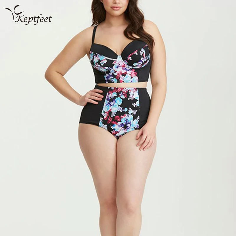 

Bikinis Women 2017 Print Floral Swimsuits Brazilian Push Up Halter Bikini Set Bathing Suits Plus Size Swimwear Female XXL