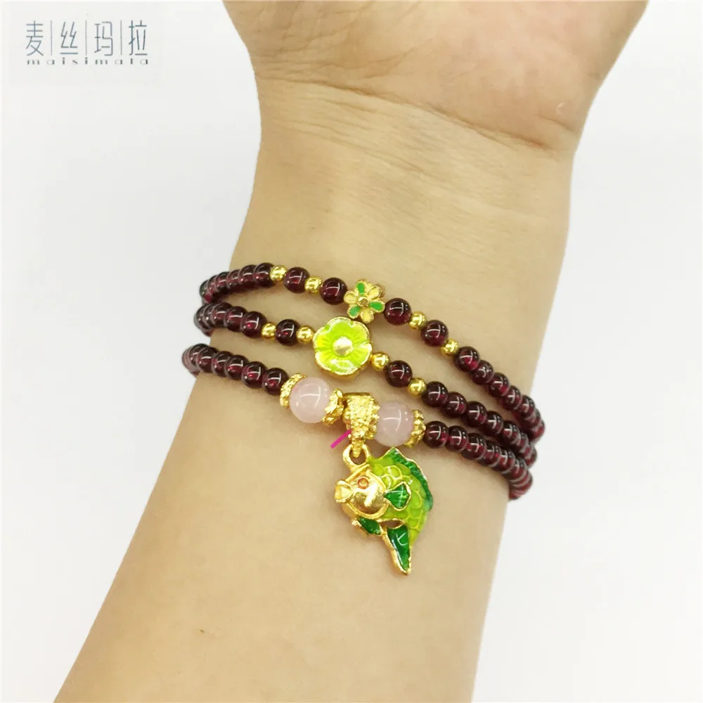 Handmade Diy Brand Jewelry Stone Beads Crystal Beads Charms Bracelet