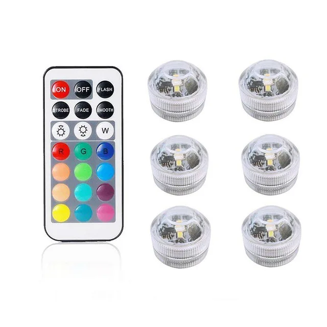 1 remote 6 lights Подводный светодиодный светильник/открытый IP68 водонепроницаемый светильник-свеча s 3 см мини бассейн ваза лампа с пультом дистанционного управления RGB Подводные лампы - Emitting Color: 1 remote 6 lights