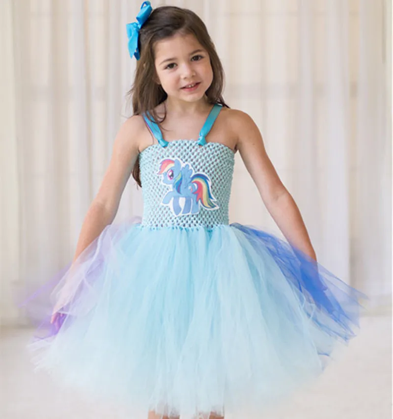 

Prom Dress My Little Baby Girl Tutu Dress Unicorn Cartoon Girls Princess Party Dress Up Costume +Bow Headhand 2pcs
