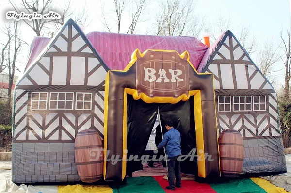 

Customized Inflatable Party Tent 8m*4m*5m Blow Up Bar Large Pub House With Buckets For Outdoor Event