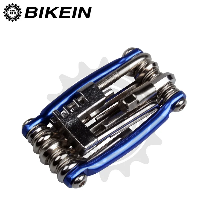 BIKEIN-11 в 1 многофункциональные инструменты для ремонта велосипедов Наборы для горной дороги велосипедный ключ цепь отвертки резак набор инструментов - Цвет: Blue