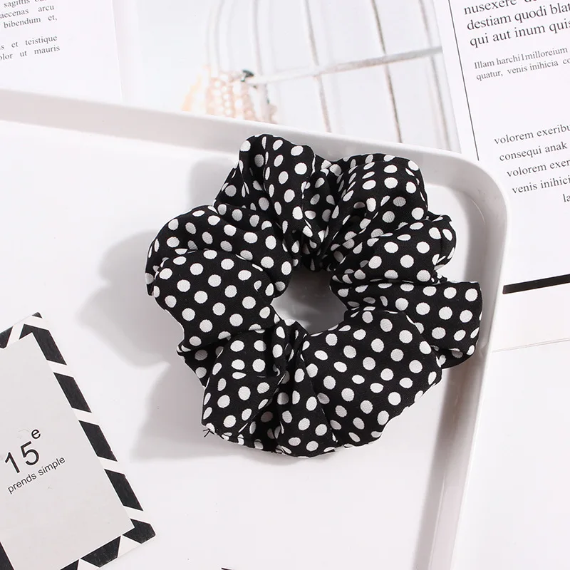 Cute Classic Scrunchie Stretch Headband Dot Plaid Scrunchies Women Elastic Hair Band Girls Hair Ties Striped Hair Accessories hair clips for fine hair