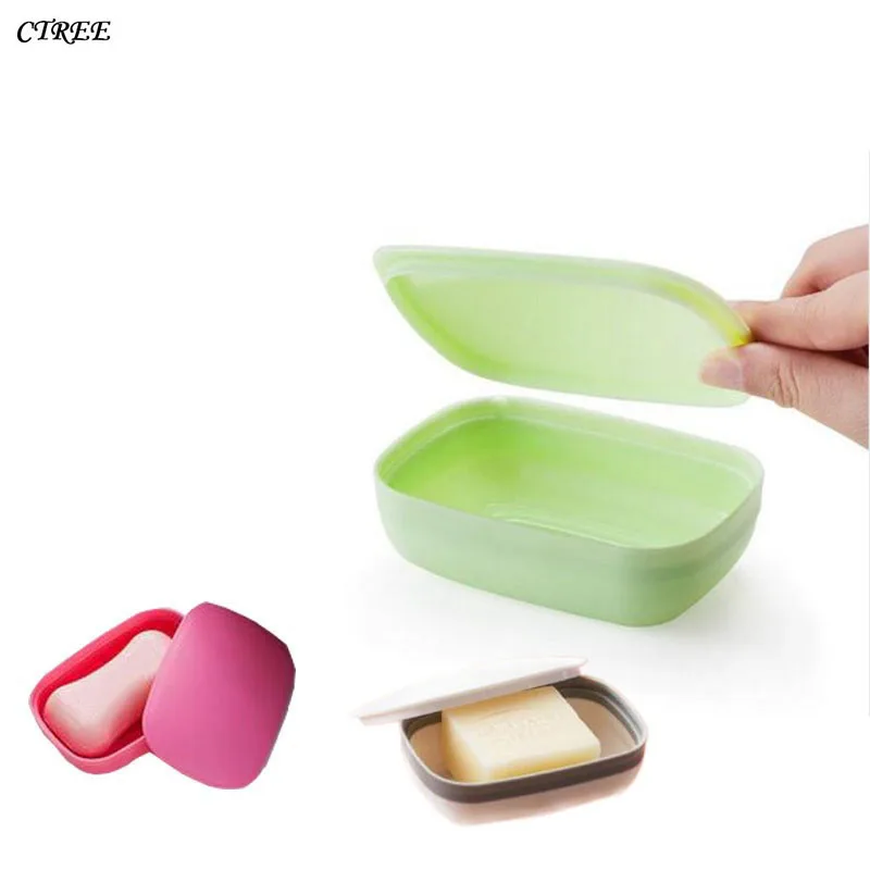 

CTREE Hot Sale Handmade Portable Soap Case Dishes Waterproof Leakproof Soap Box With Cover Home Bathroom Accessories 4 Color C18