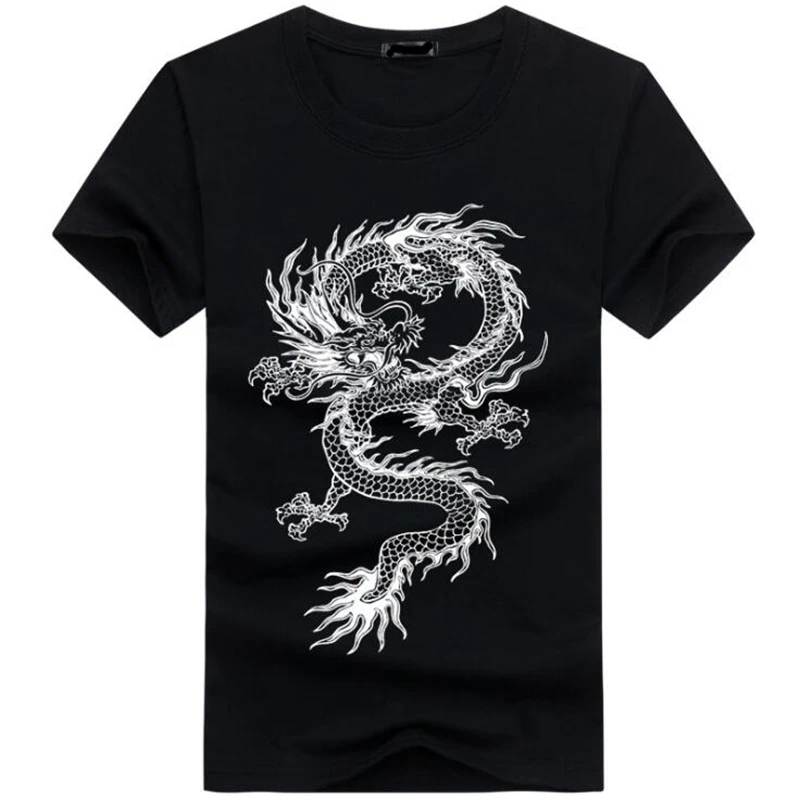 

2018 Men's New Chinese dragon 3D Printed Short Sleeve T-Shirt Summer Fashion Cool Tops Novelty O-neck Men cotton trend Tees 5XL