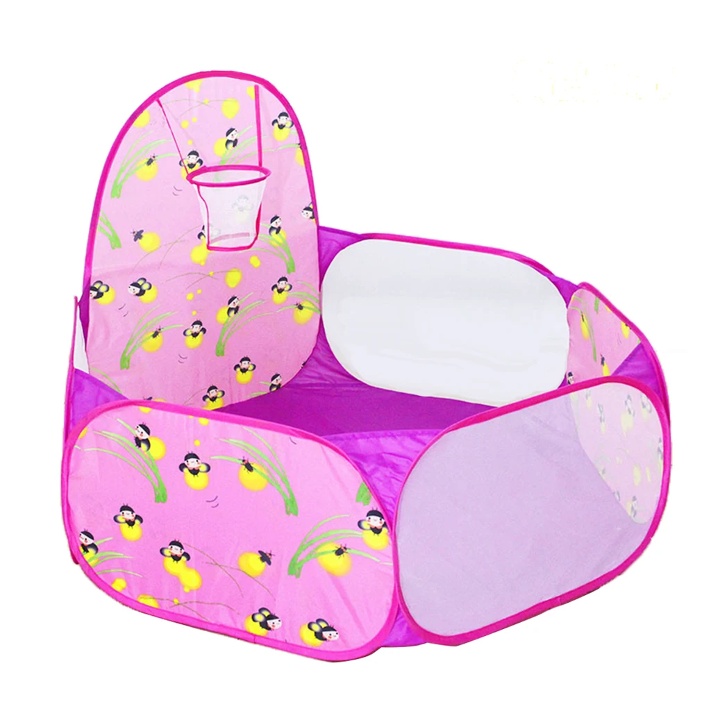 Fun Pop Up Ball Pit Pool Toddler Baby Play Tent Playhouse Playpen with Basketball Hoop Developmental play Game Toy 120CM/ 47``