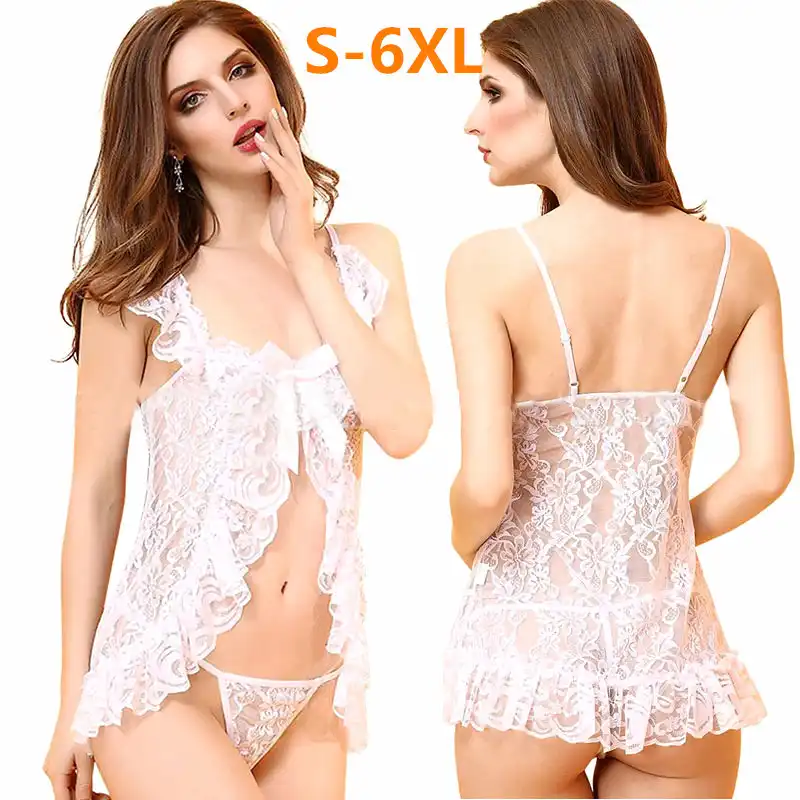 Lingerie Sexy En Dentelle Blanche Pour Femmes Grande Taille Nuisette Pour Dames Sous Vetements De Nuit De Mariage Vetements Exotiques Aliexpress