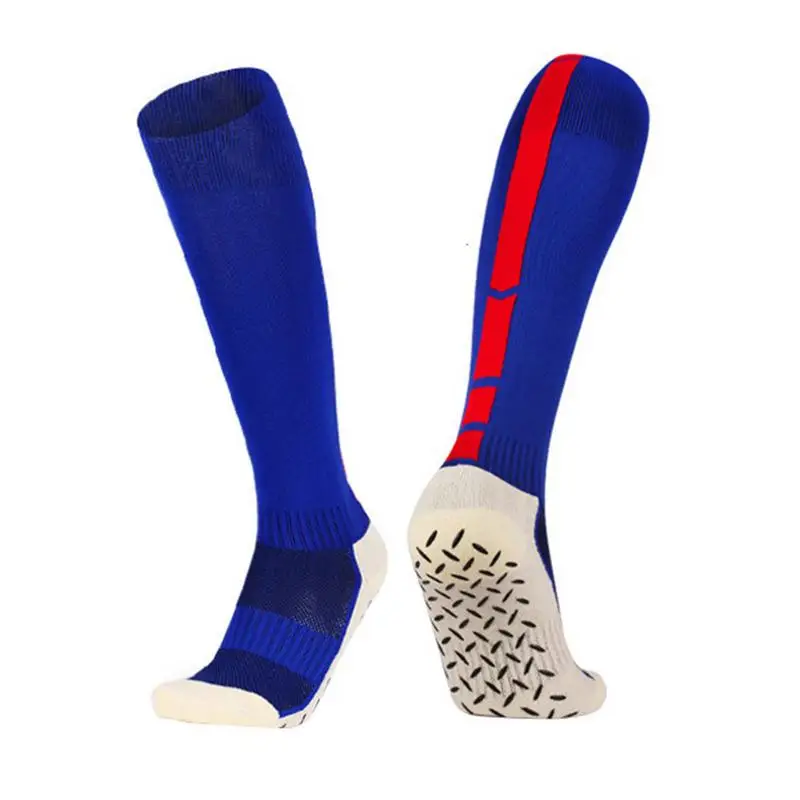 Футбольные носки полотенца противоскользящие прорезиненный костюм-стойкие футбольные носки спортивные футбольные леггинсы компрессионная защита - Цвет: Blue