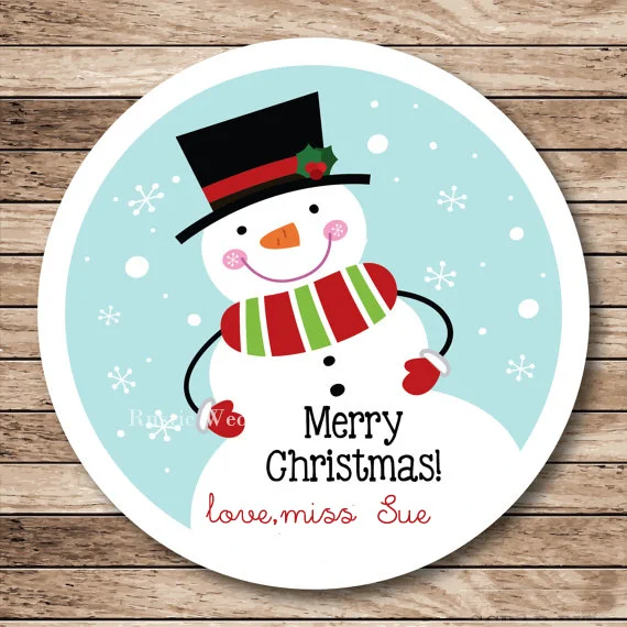 Customzied Snowman Gift Tags, Snowman Labels, Digital Christmas Labels ...